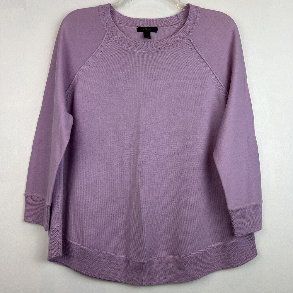 J Crew Sweater Womens S Crewneck Pullover Merino Wool Thin Black Label Purple